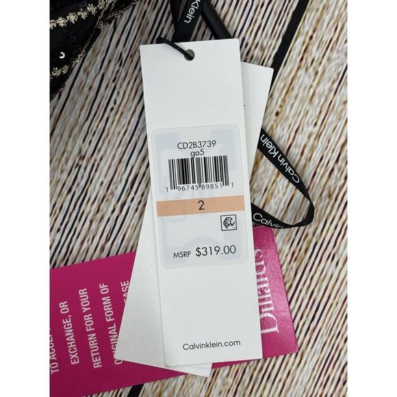 CALVIN KLEIN Sequin Mesh A-Line Party Dress Size‎ 2 Black Sleeveless V-Neck NWT - Picture 10 of 11